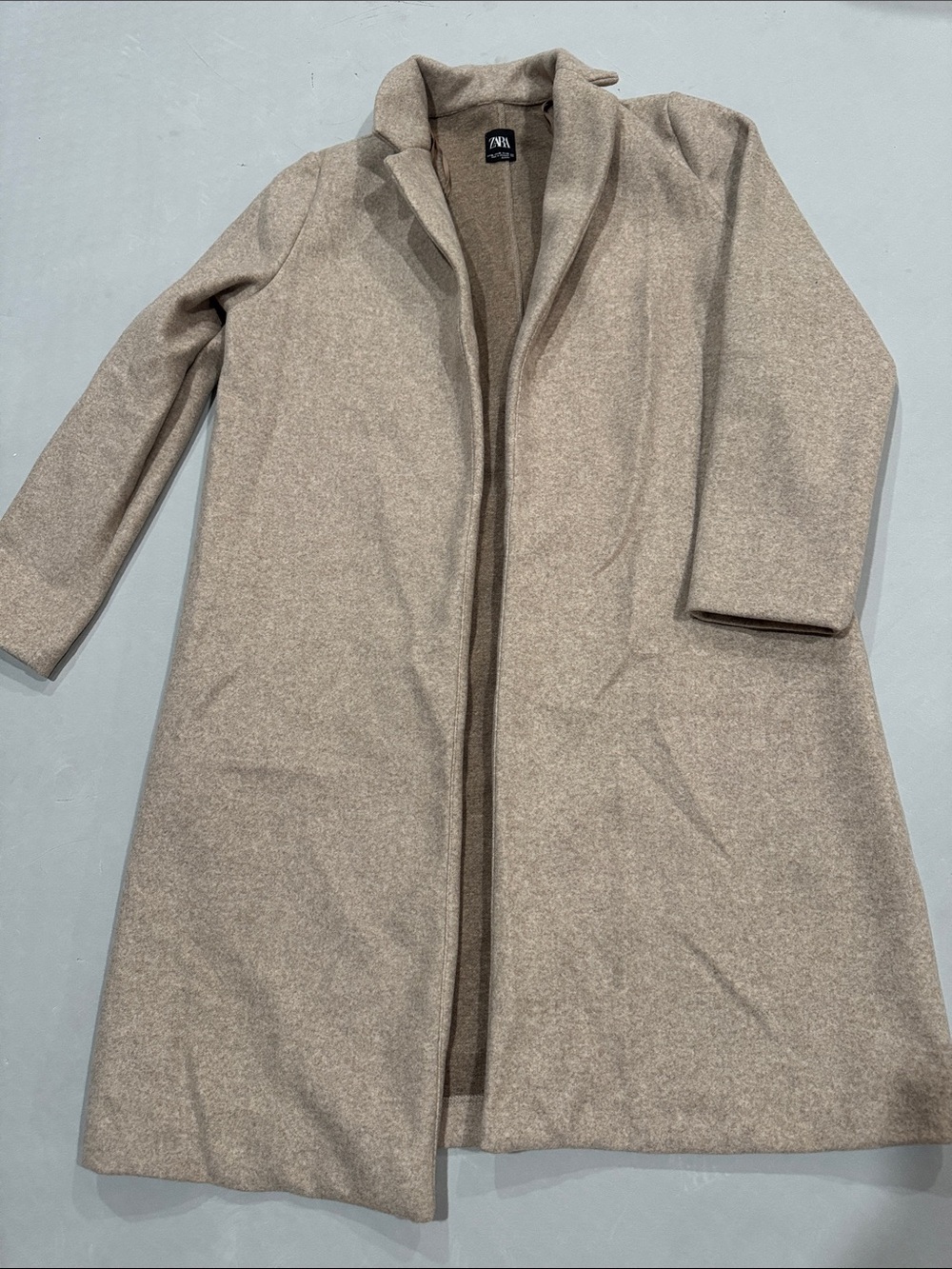 Women's Beige Wool-LookLong Coat